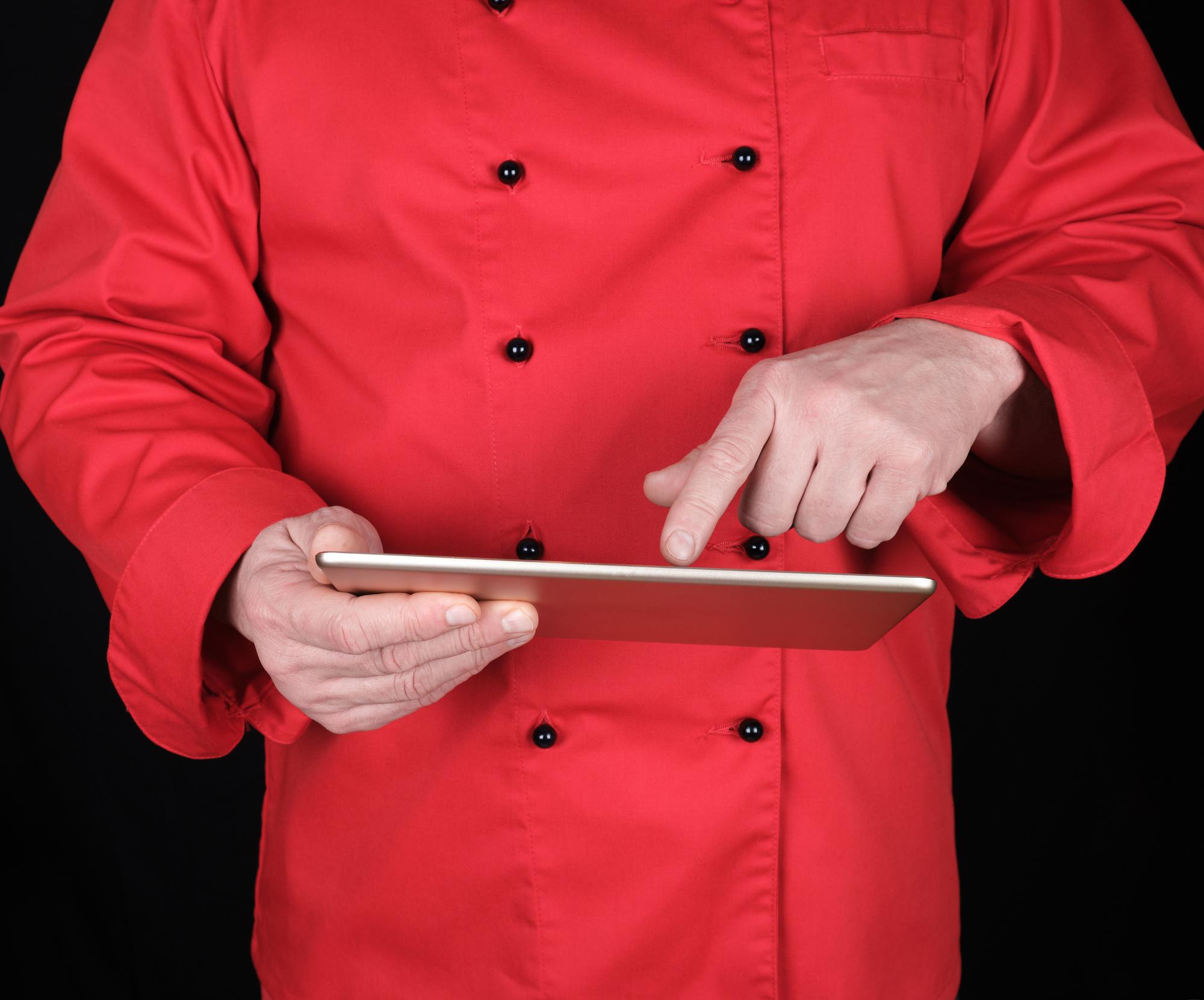 Chef working with smart kitchen devices